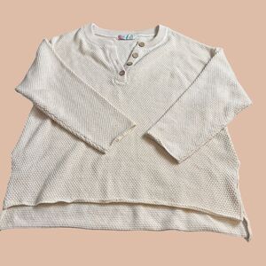 Free People Beach Sweater women’s Medium Oversized Waffle Knit Beige Ivory